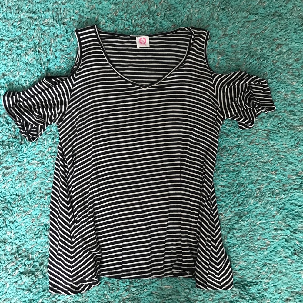 Striped Cold Shoulder Top